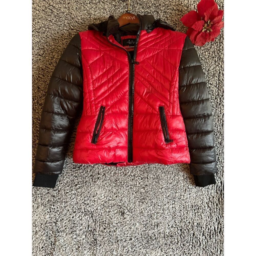 Coalition LA Women's Multicolor Puffer Jacket Size L Hooded Winter Coat